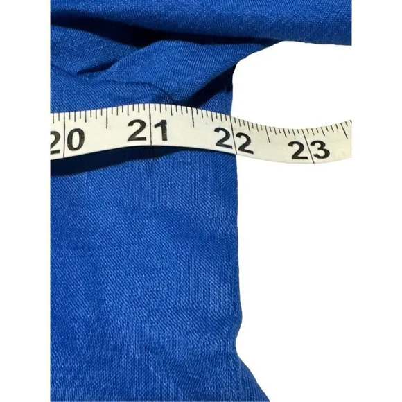 NEW JM Collection Size 10 Blue 100% Linen Roll Tab Button Front Tunic Top NWT - Picture 5 of 7